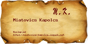 Miatovics Kapolcs névjegykártya